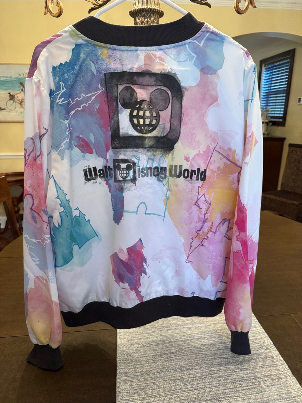 Disney Multicolor Watercolor Print Bomber Jacket